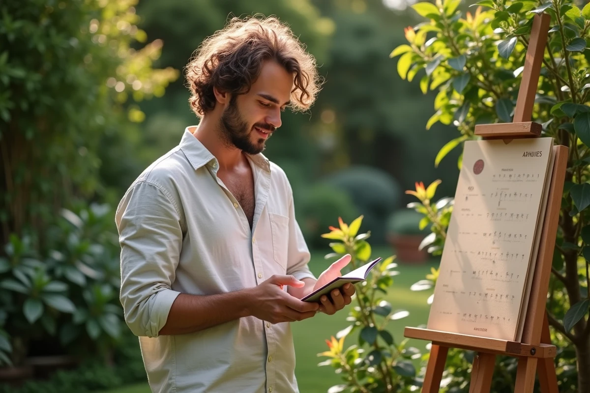 Homme vérifiant les phases de lune dans un jardin botanique