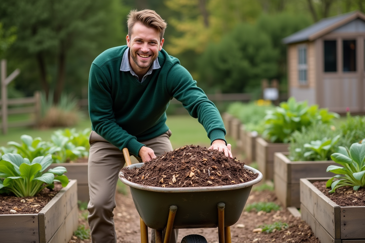 Jeune homme versant de l
