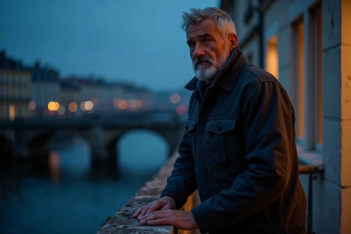 Homme sur un balcon en bord de Loire perturbé par des nuisances nocturnes
